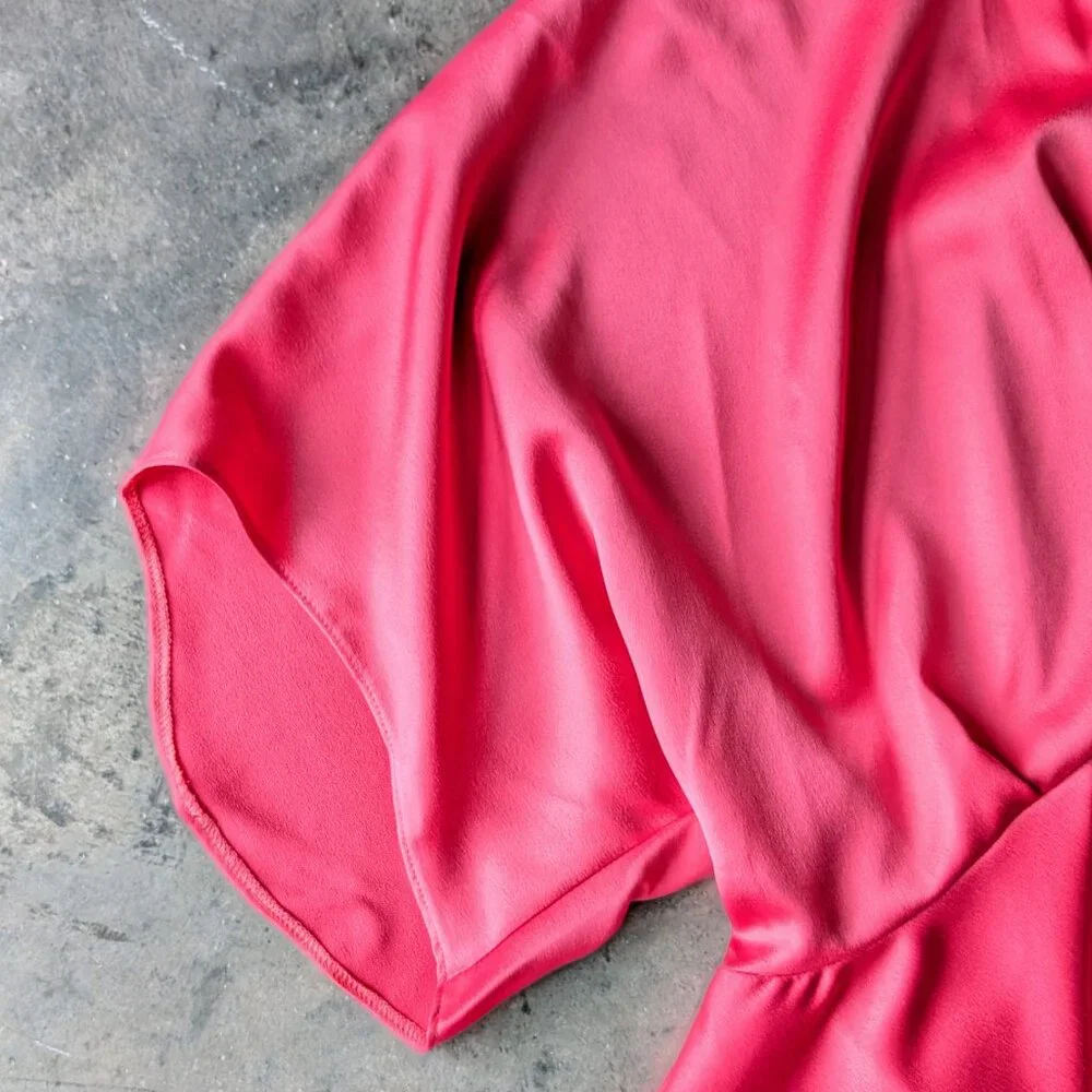 ASOS Design Curve Pink Satin Batwing Mini Dress size US 16 - Picture 5 of 10
